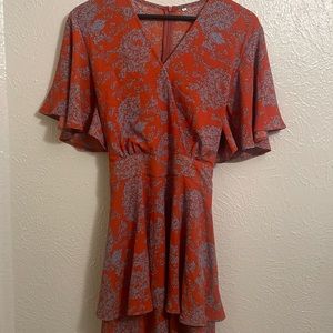 Orange & teal floral Romper - Size XL